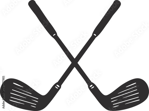 Golf clubs crossed sport equipment vector graphic