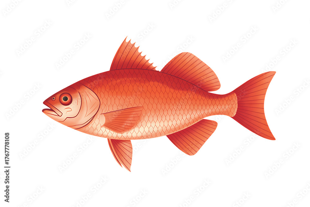 Fototapeta premium Red fish illustration on a transparent background