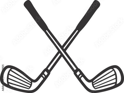 Golf clubs crossed sport equipment vector graphic