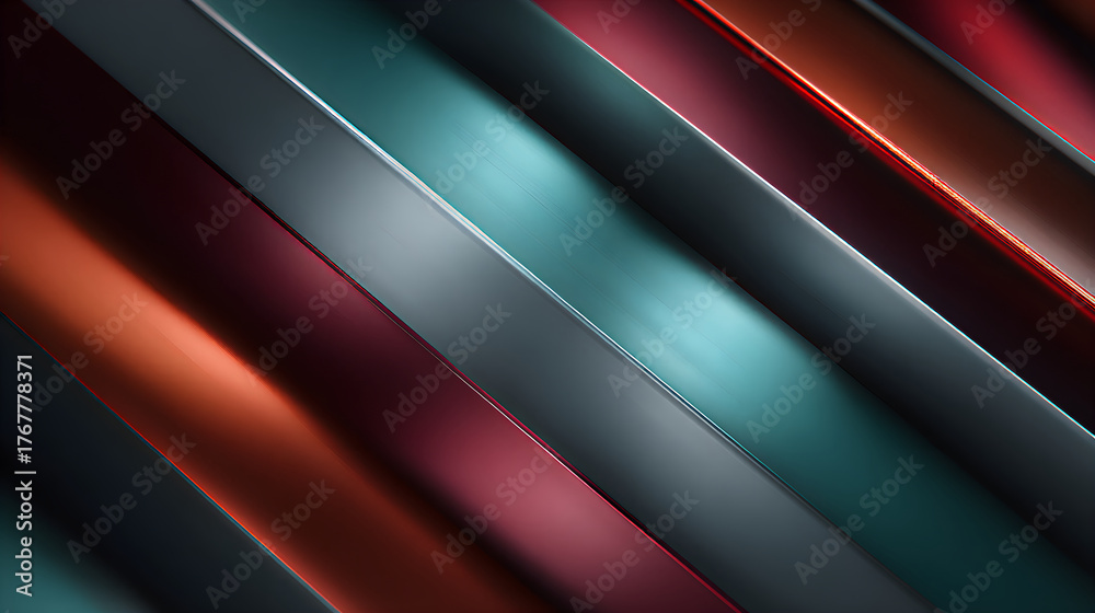 Fototapeta premium Abstract Diagonal Metallic Bands Background with Teal and Copper Accents