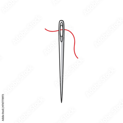 Sewing needle, Clothe sewing icon logo flat vector design