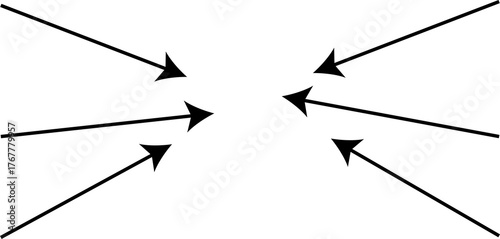 Black Concentric Arrows Pointing to Center PNG Graphic, Focus Zoom Annotation Icon, Hand-Drawn Direction Set