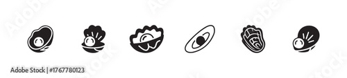 Simple oyster and pearl icons, pearl icon symbol sign, various pearl oyster shells, vector illustration eps 10.