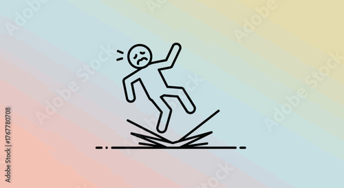 Illustration Depicting a Person Falling After Tripping, Sadness and Misfortune Conveyed