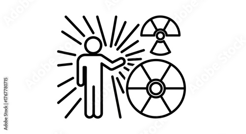 Illustration Depicting Radiation Hazard With Symbol And Person, Minimalist Concept