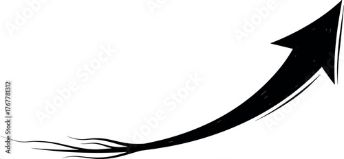 Grunge Arrow Pointing Upward with Flowing Trail