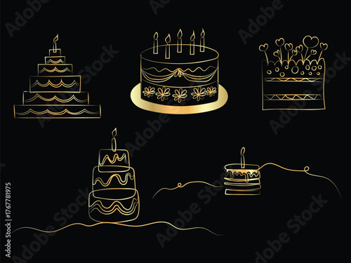Set of vintage golden labels with a royal emblem and crown on a black background, a luxury vector illustration for a wine or Christmas design banner