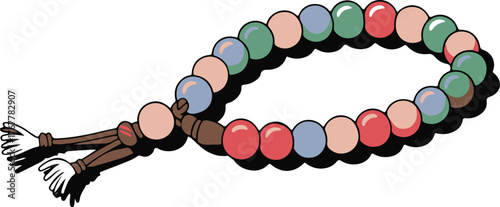 Prayer beads with tassels and colorful round stones rosary mala