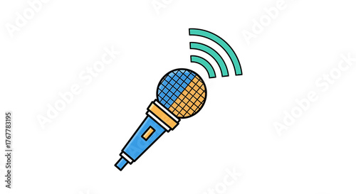 AI-generated microphone icon for audio broadcasting, a colorful vector illustration