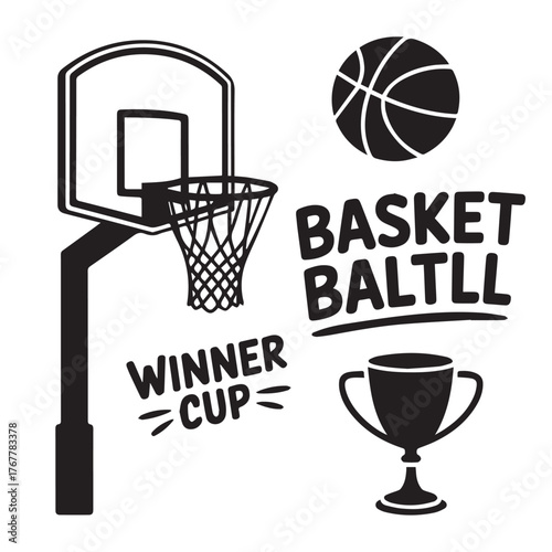 Basketball Sport Elements Icon Set Vector