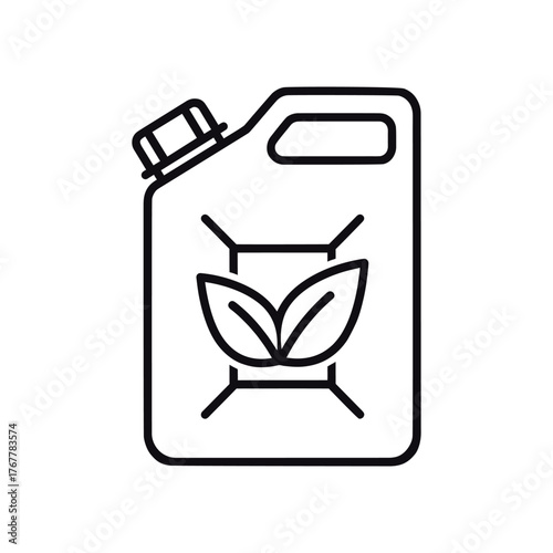Vector art of jerrycan with leaves symbol, representing ecofriendly fuel or liquid