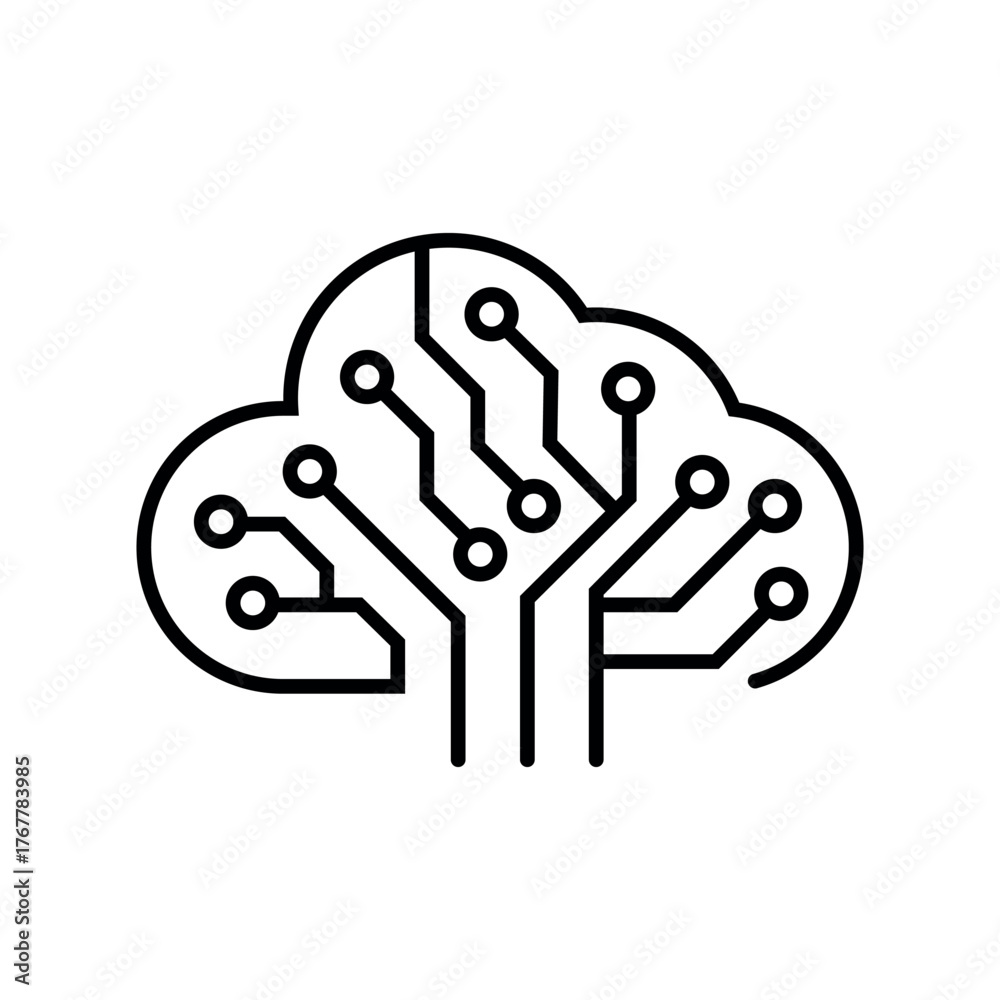 Obraz premium Cloud circuit technology data network digital system vector icon design