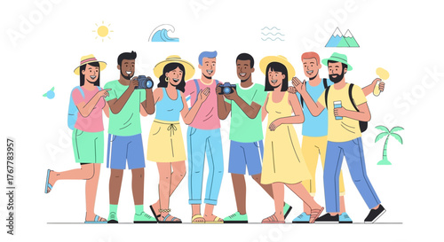 Joyful Group Captures Memories Together on Coastal Journey with Photography and Travel