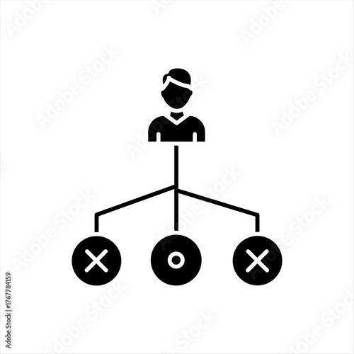Vector art of hierarchical structure with a person at the top and three options below