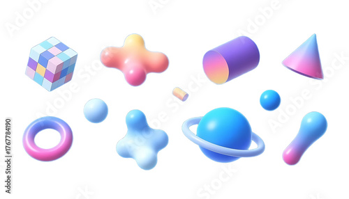 Obraz na płótnie 3d gradient geometric shapes