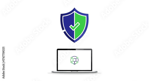 Secure online data protection technology with shield and checkmark symbol AI, Vector illustration