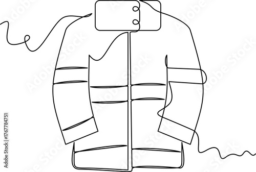 one line art Fireman Jacket vector illustration. line art, one continuous line, simple, hand drawn and sketch style. for icons, symbols, signs or logos. PNG