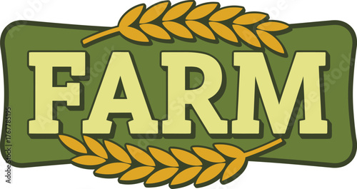 Farm Text Logo with Wheat Stalks Vector