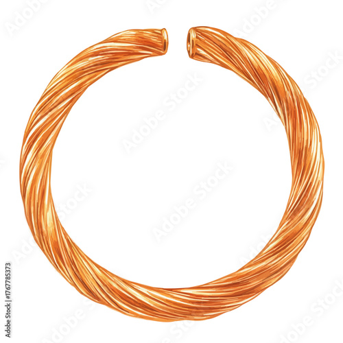 Rose Gold Cartilage Hoop, watercolor vector, isolated on a white background.