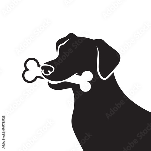 Dog with Bone Silhouette Vector Logo
