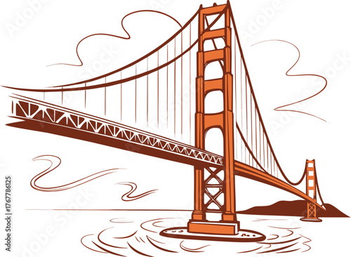 Golden gate bridge graphic design | Famous usa landmark element