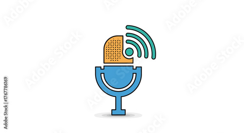 Modern Wireless Microphone Vector Illustration for AI-powered Audio Communication Technology and Podcasting Services