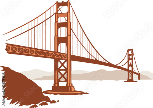 Golden gate bridge graphic design | Famous usa landmark element