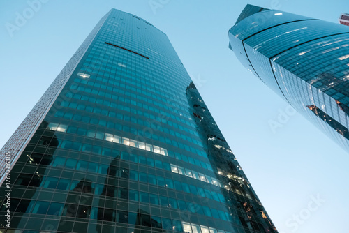 Modern skyscrapers against the background of a blue sky