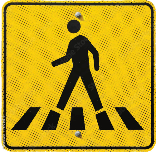 Pedestrian Crossing Sign: Yellow Traffic Safety Symbol