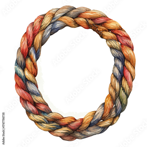 Rope Chain Necklace, watercolor illustration vector, isolated on a white background.