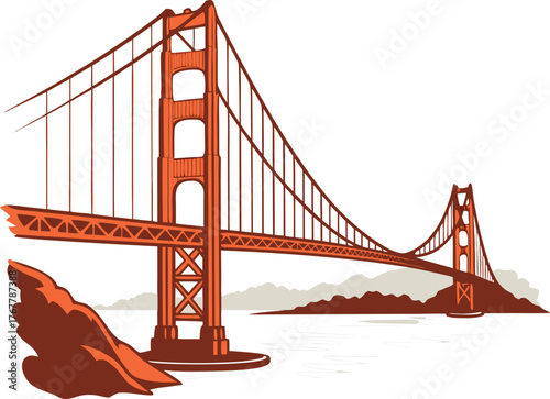 Golden gate bridge vector illustration | San francisco landmark graphic