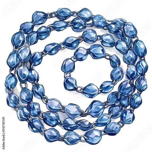 Rhinestone Body Chain, watercolor illustration vector, isolated on a white background.