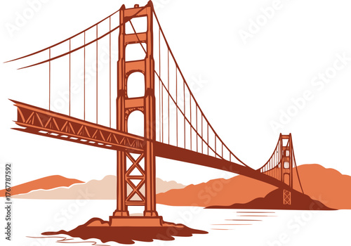 Golden gate bridge vector illustration | San francisco landmark graphic