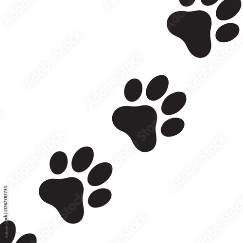 Diagonal Paw Prints Vector Silhouette