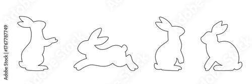 Cute Easter bunny outline — simple vector rabbit silhouette for DIY art, paper cut, and spring decorations.