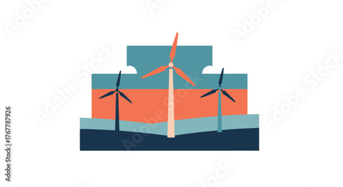 Wind Turbines Generating Clean Energy in a Modern Landscape.