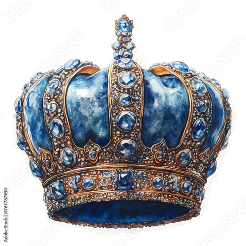 watercolor of Queenas Crown, vector, isolated on a white background.