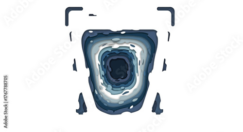 Abstract swirling vortex of dark blue and white colors.