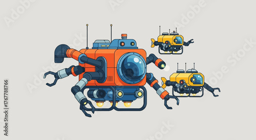 Advanced Underwater ROV Submarine Robots for Deep Sea Exploration.