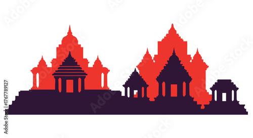 Ancient temple silhouette showcasing intricate architectural design and cultural heritage.