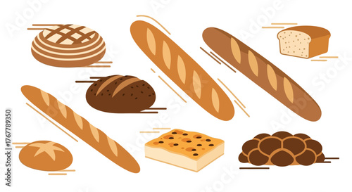 Assortment of Freshly Baked Bread Varieties.
