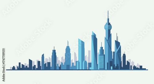 Blue Skyline Silhouette - A Modern Cityscape Illustration.