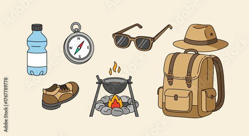 Camping and Hiking Gear Essentials Collection.