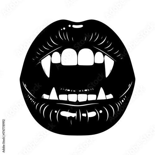 Vampire lips, a scary and gothic illustration for halloween designs