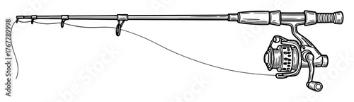 Illustration of a fishing rod with reel, a classic tool for angling enthusiasts