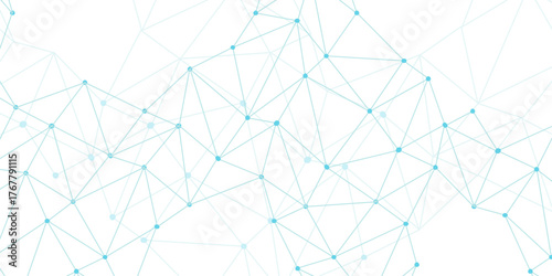 Digital data visualization Network geometry background. plexus mesh backdrop molecular. Abstract geometric pattern composed of triangular. connected lines and dots with white background.