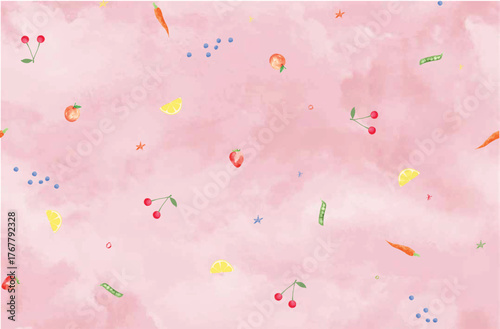 Fruits and Vegetables on Pink