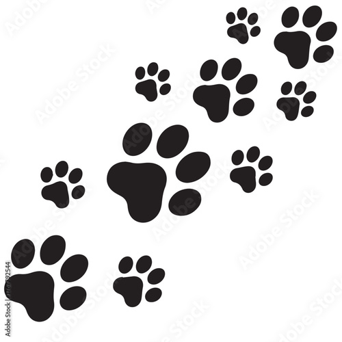 Diagonal Paw Prints Vector Silhouette