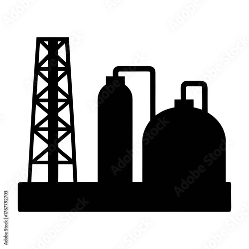 Industrial plant silhouette vector graphic design for manufacturing and processing industry needs