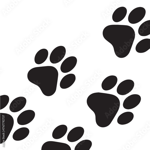 Diagonal Paw Prints Vector Silhouette